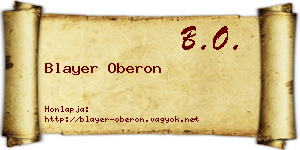 Blayer Oberon névjegykártya